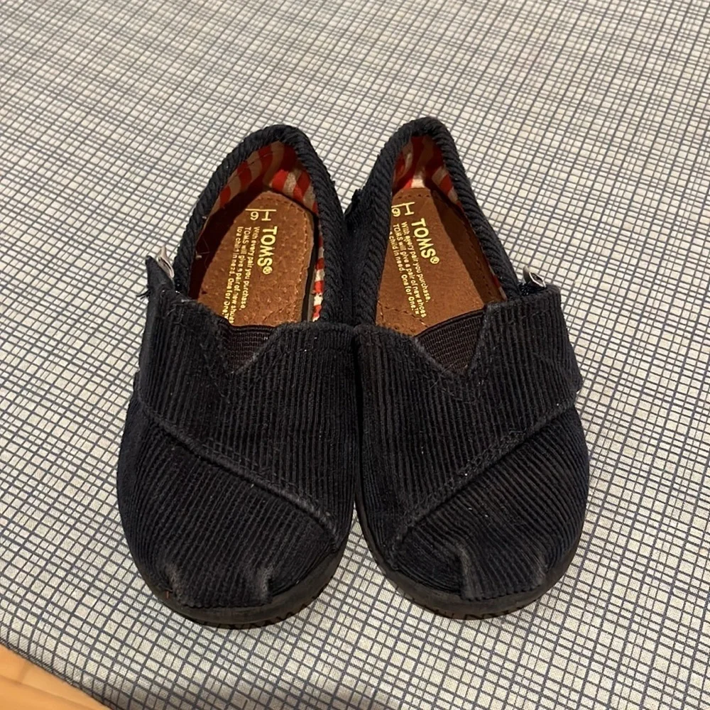 Toms Tiny Alpargata Navy Blue Corduroy Baby Toddler Shoes Size T6